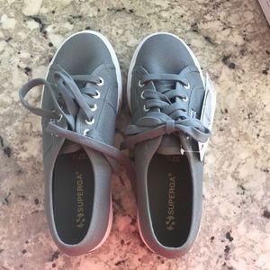 Grey Superga platform shoes
